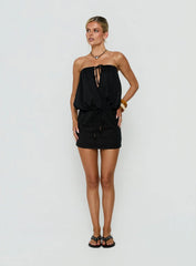 Upper Echelon Draped Strapless Mini Dress Black