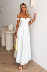 High Views Off Shoulder Maxi Dress White
