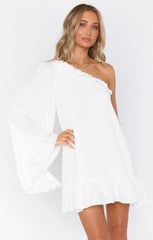 Wonder Mini Dress ~ White Silky Crepe