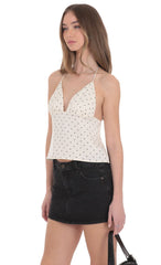 Triangle Polka Dot Top in Cream