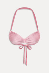 Reece Satin Halter Bikini Top - Sunset Pink