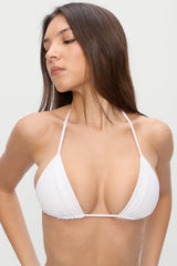 Sky Triangle Halter Bikini Top - Optic White
