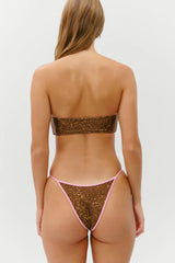 Gigi Satin Bandeau Bikini Top - Vintage Cheetah