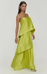Ella Maxi Dress ~ Chartreuse Luxe Satin
