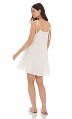 Dotted Shift Dress in White