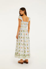 Off-White Tropical Porcelain  Maxi Dress