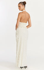Charlotte Top - Polka Dot Halter Neck Top in White & Black Polka Dots