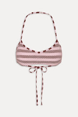 Lotus Mesh Striped Bikini Top - Strawberry Chocolate