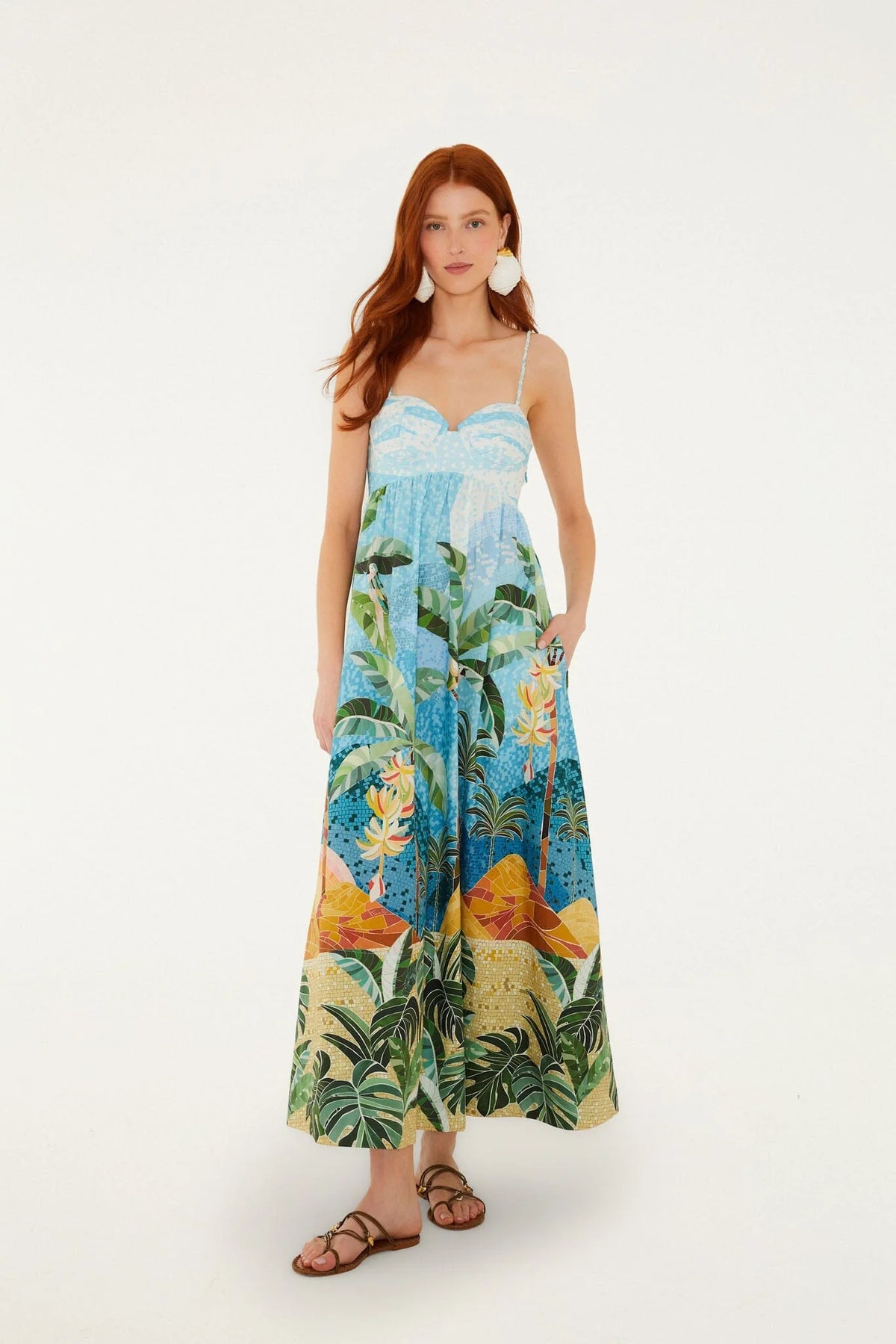 Multicolor Rio Mosaic Sweetheart Neck Maxi Dress