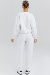 white fleece back jogging trousers