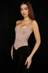 stone satin longline corset