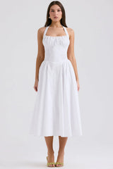 white cotton halter sundress