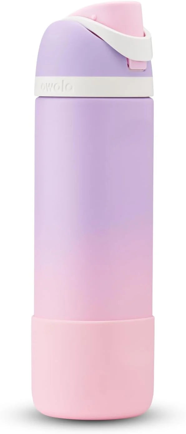Owala FreeSip Bouteille d'eau en acier inoxydable avec botte de protection – Lavande Soul Sister Edition