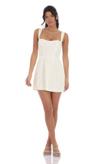 Jacquard Corset A-Line Dress in White