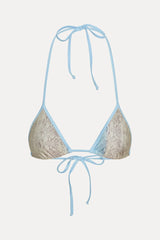 Nick Satin Triangle Bikini Top - Blue Python