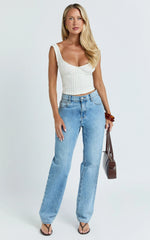 Billie Top - Textured Jersey Off Shoulder Top in Off White