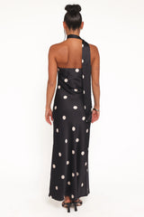 Jutta Strapless Maxi Dress - Black Polka Dot