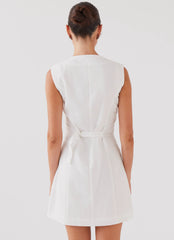 Castello Fiore Linen Mini Dress - White
