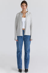 grey cashmere + merino wool knit shirt