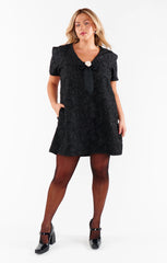 Jeanette Dress ~ Black Blooms Jacquard