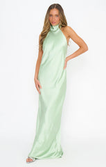 Lisa Maxi Dress ~ Pistachio Luxe Satin