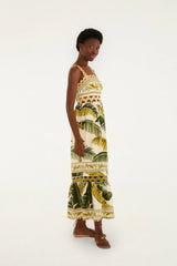 Sand Trancoso Wavy Trim Maxi Dress