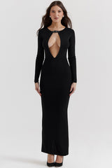 black knit maxi dress