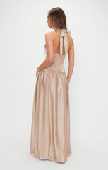 Eliza Maxi Dress ~ Champagne Luxe Satin