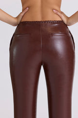 chocolate vegan leather trousers