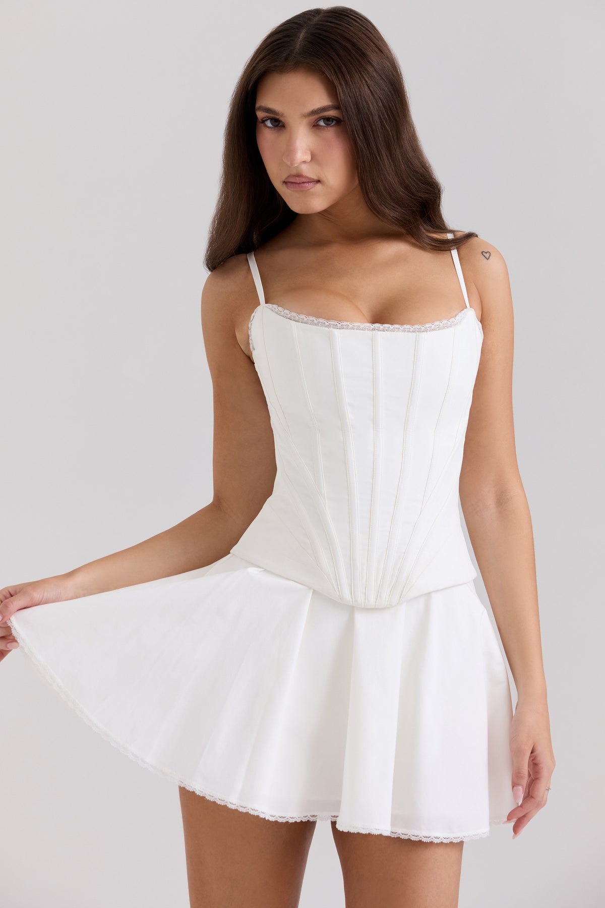white cotton built-in bloomer shorts mini skirt